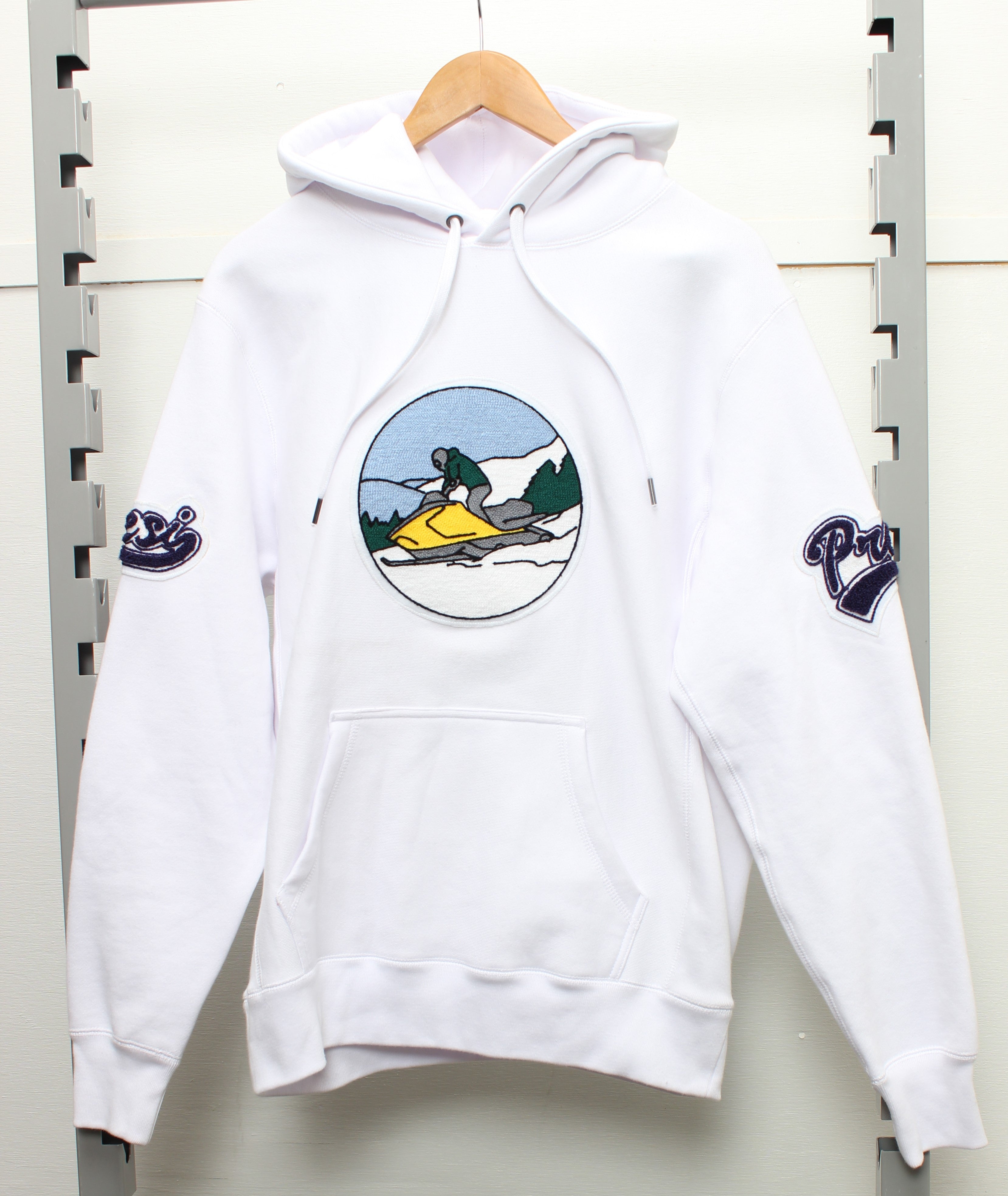 PRESI “Snowmobile Rider” Hoody (in White or Navy)