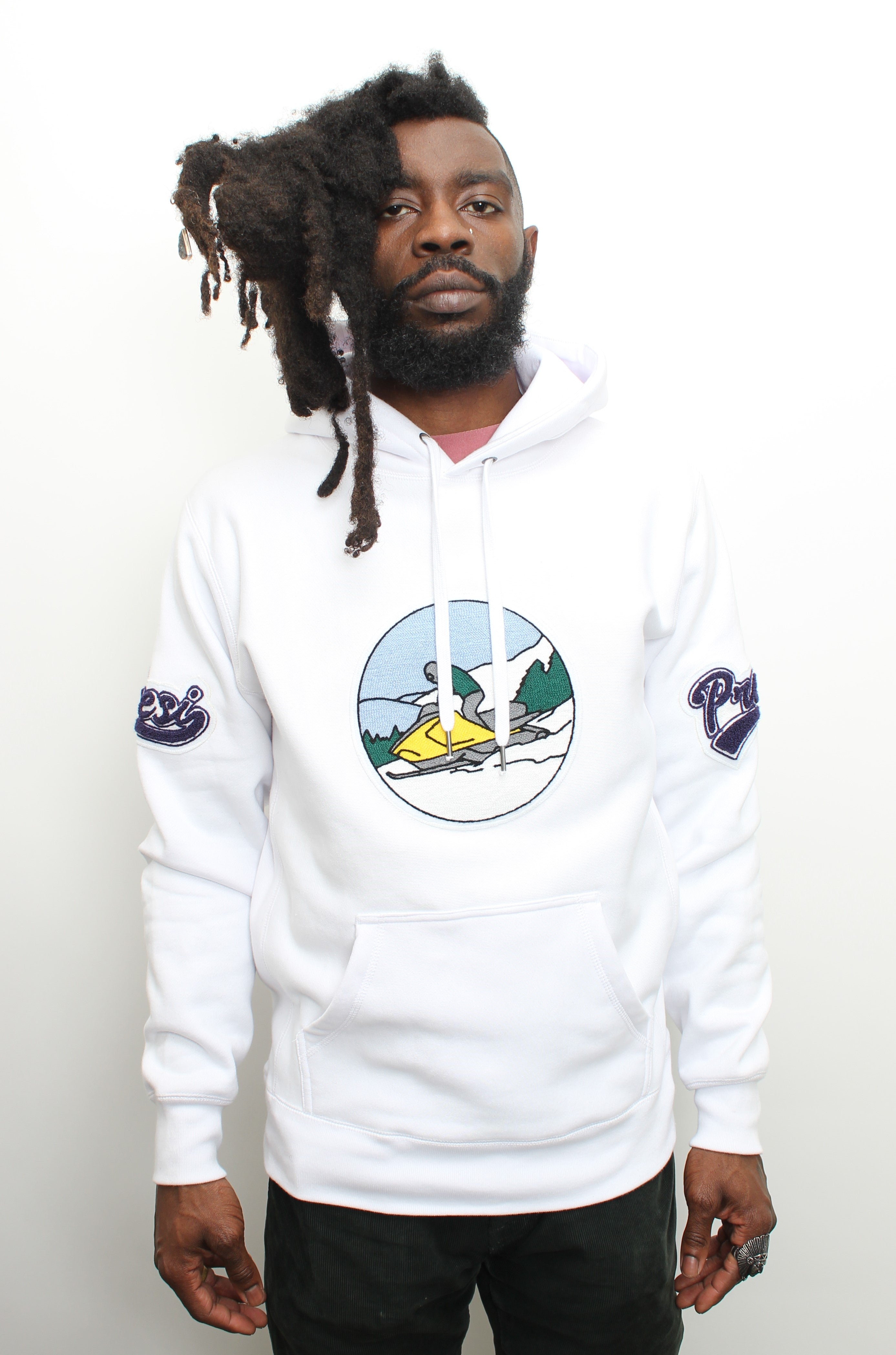 PRESI “Snowmobile Rider” Hoody (in White or Navy)